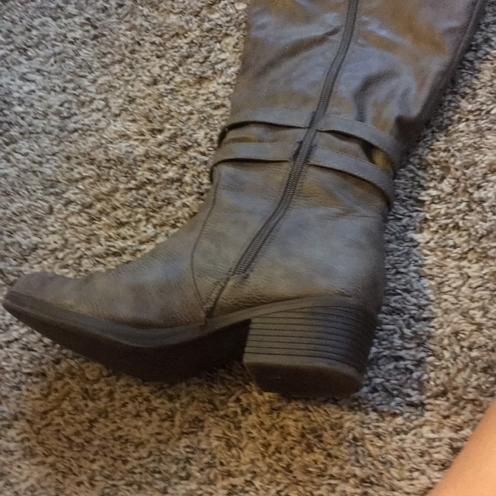 Grey knee/thigh high boots